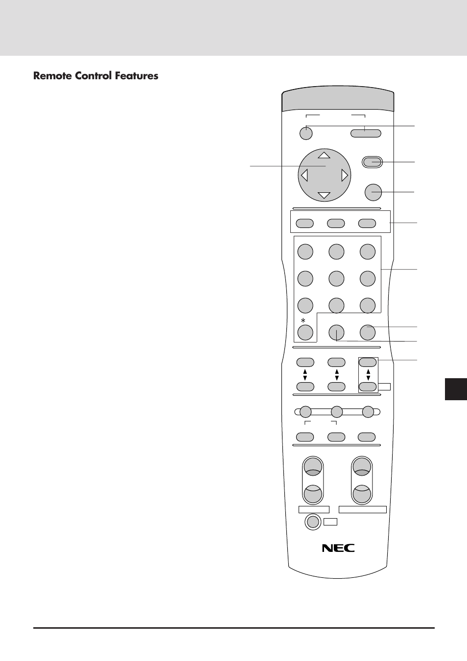 Remote control features | NEC GT2000 User Manual | Page 13 / 87