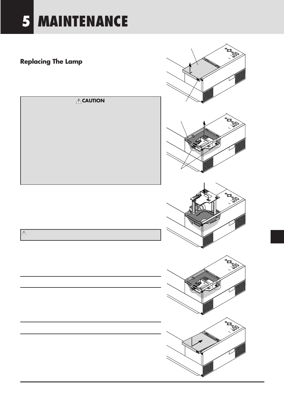 5maintenance, Replacing the lamp, E-73 | NEC GT2000 User Manual | Page 73 / 87