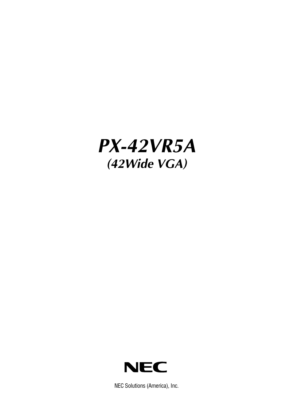 NEC PX-42VR5A User Manual | 8 pages