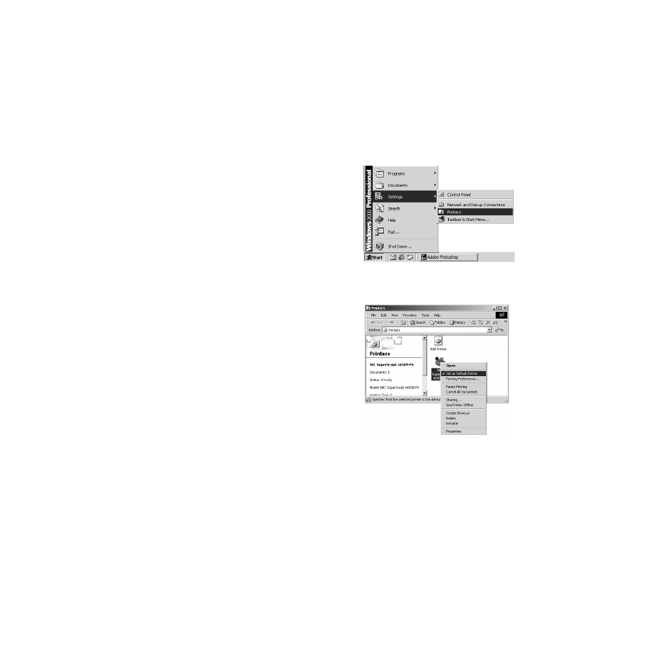 Changing settings in the printer driver, Setting another printer driver as default | NEC 4650N User Manual | Page 52 / 137