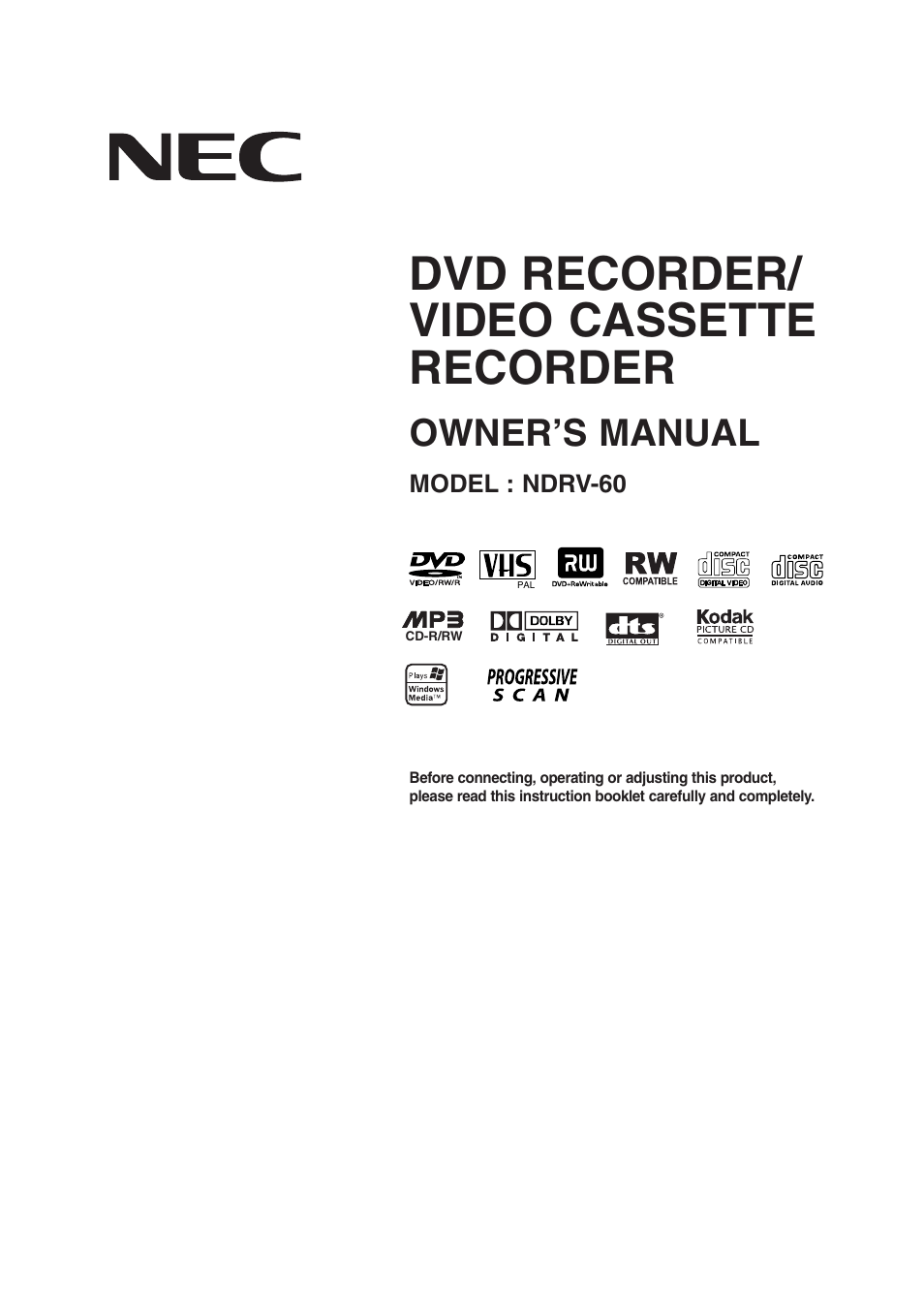 NEC NDRV-60 User Manual | 64 pages