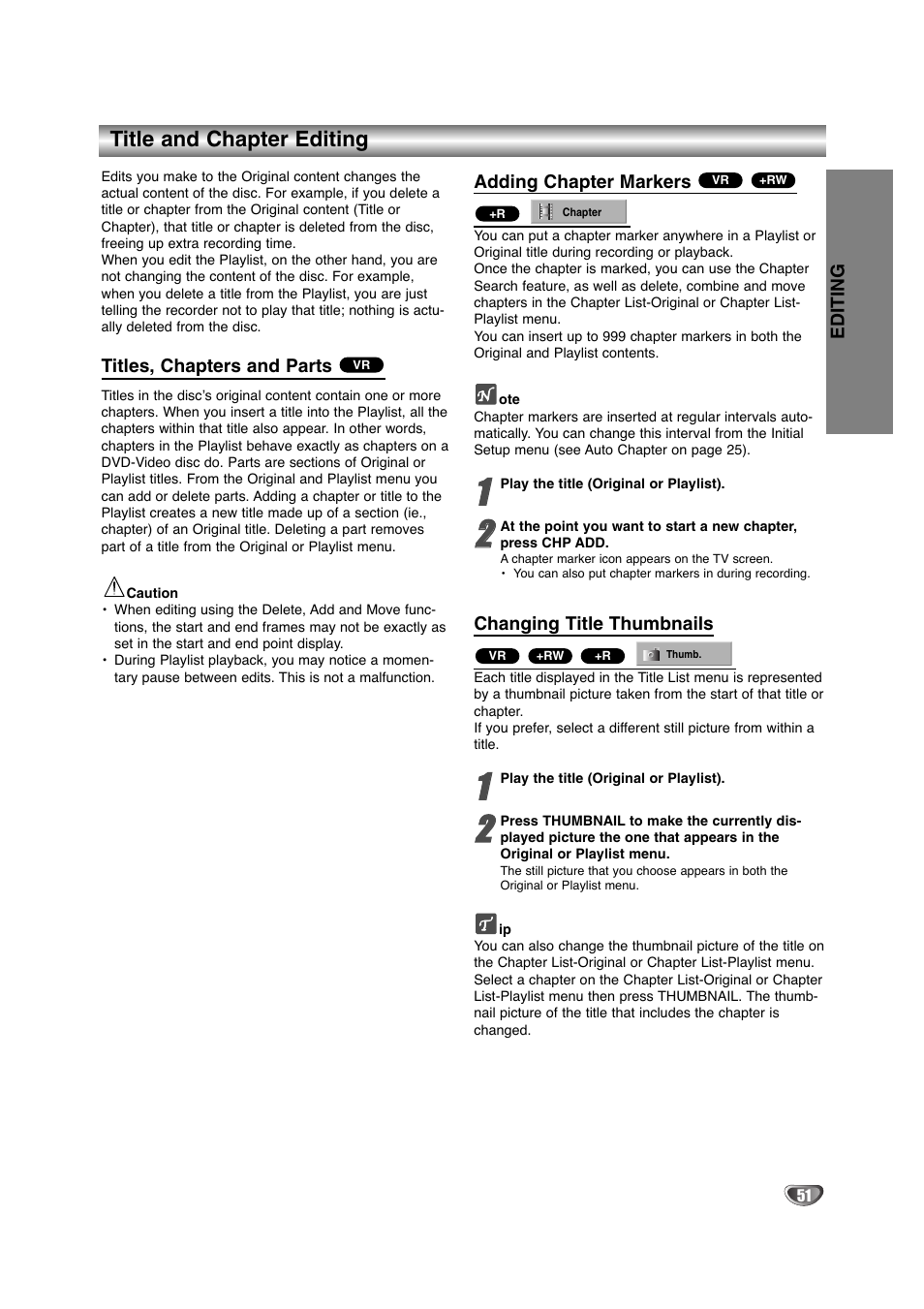 Title and chapter editing | NEC NDRV-60 User Manual | Page 51 / 64