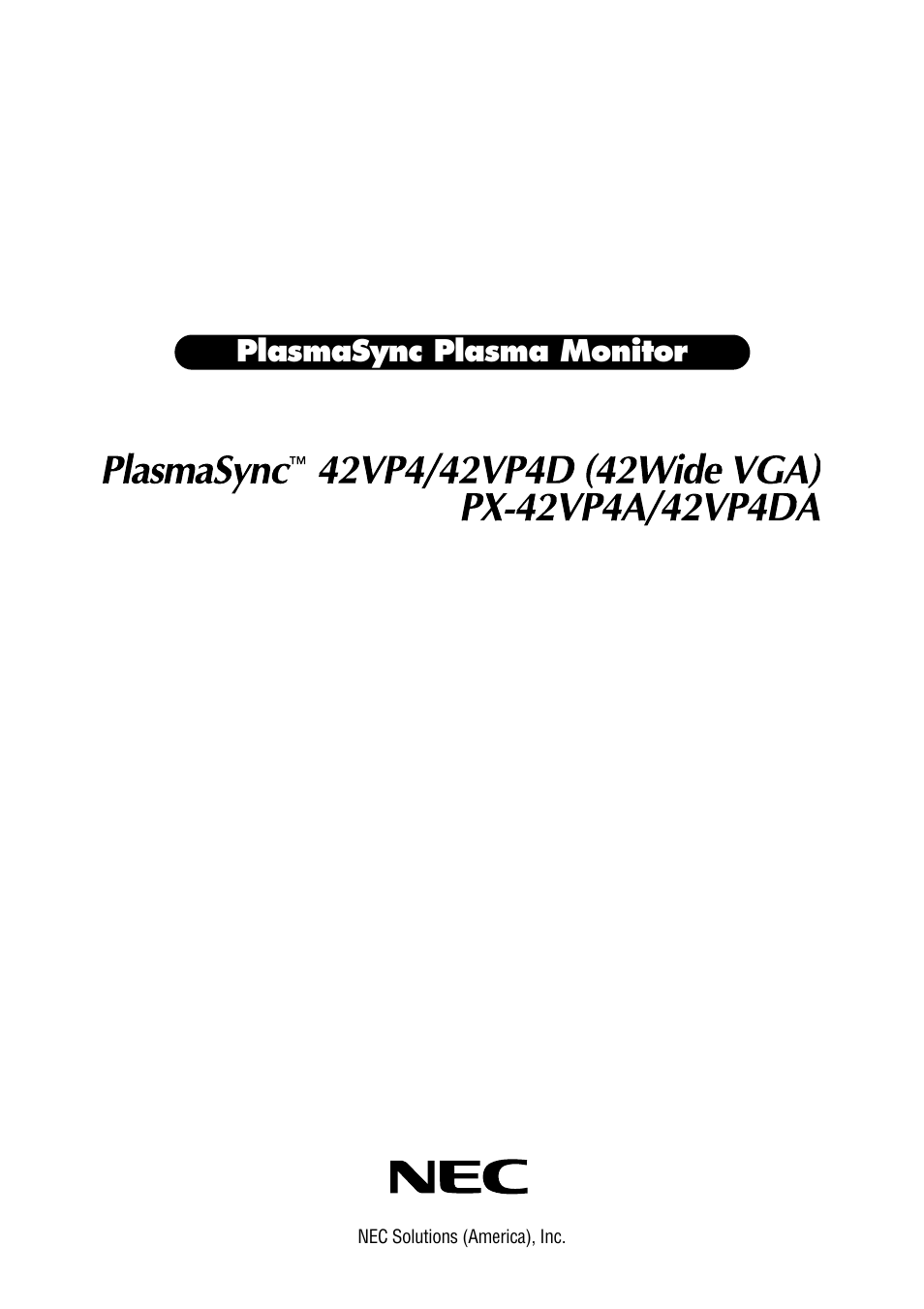 NEC PX-42VP4D User Manual | 56 pages