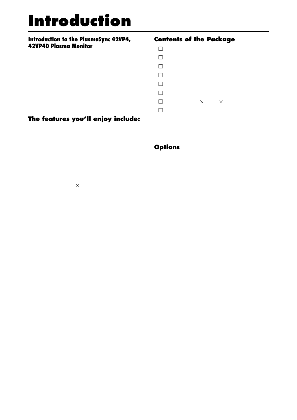 Introduction | NEC PX-42VP4D User Manual | Page 2 / 56