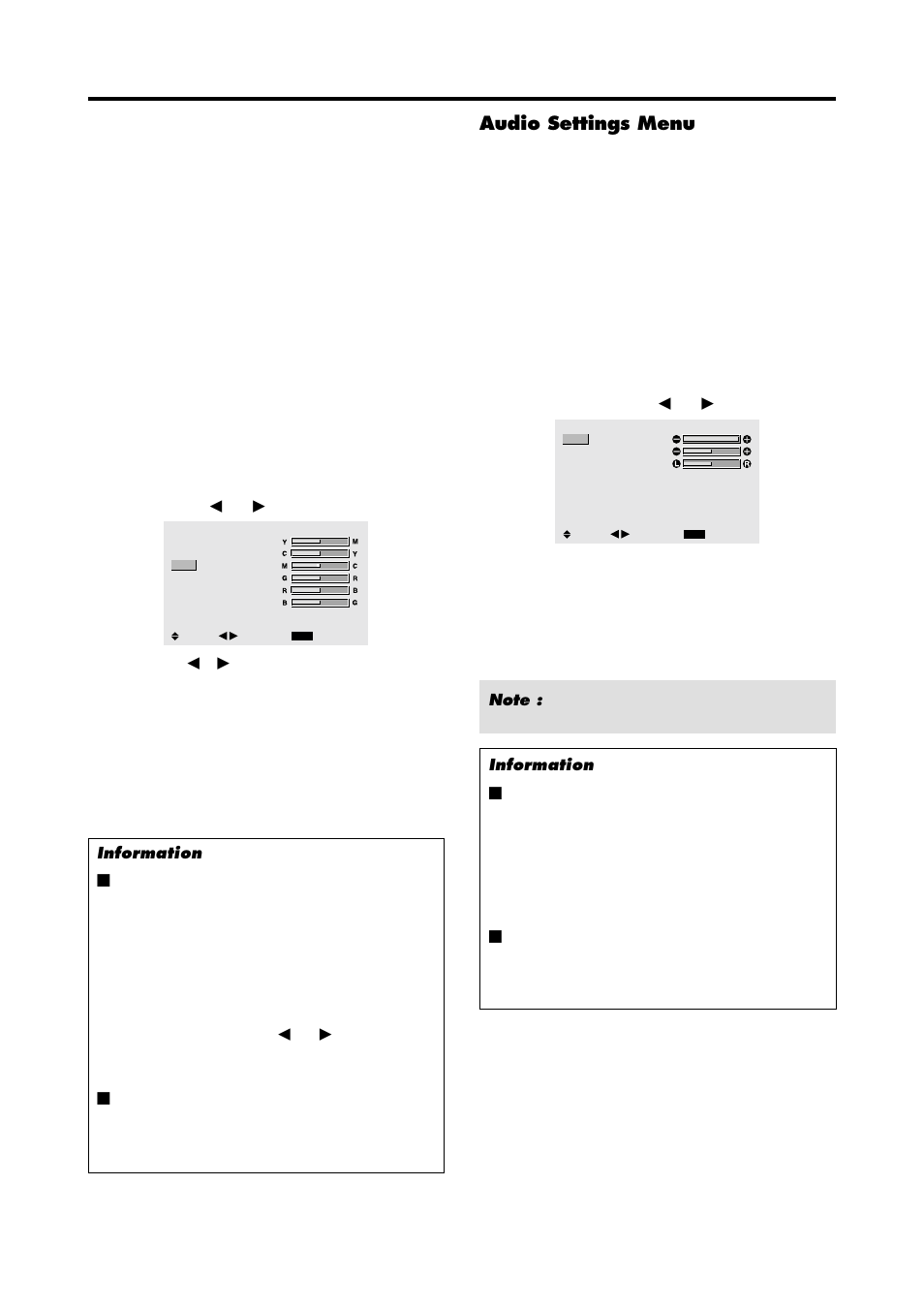 Audio settings menu | NEC PX-42VP4D User Manual | Page 28 / 56