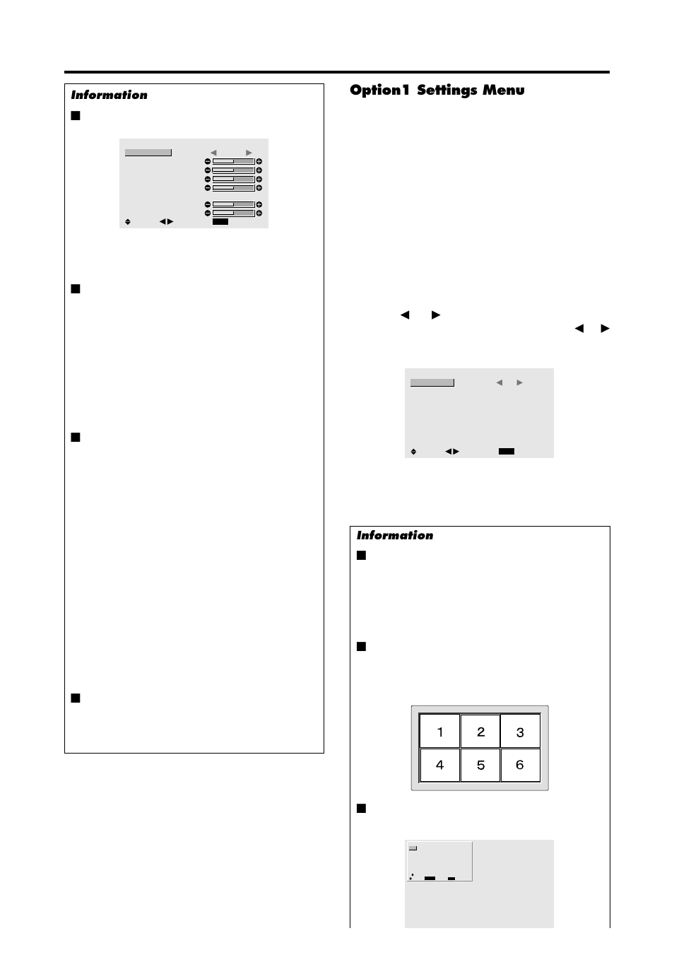 Option1 settings menu, 23 information Ⅵ when “auto picture” is “off, Button is pressed | NEC PX-42VP4D User Manual | Page 30 / 56