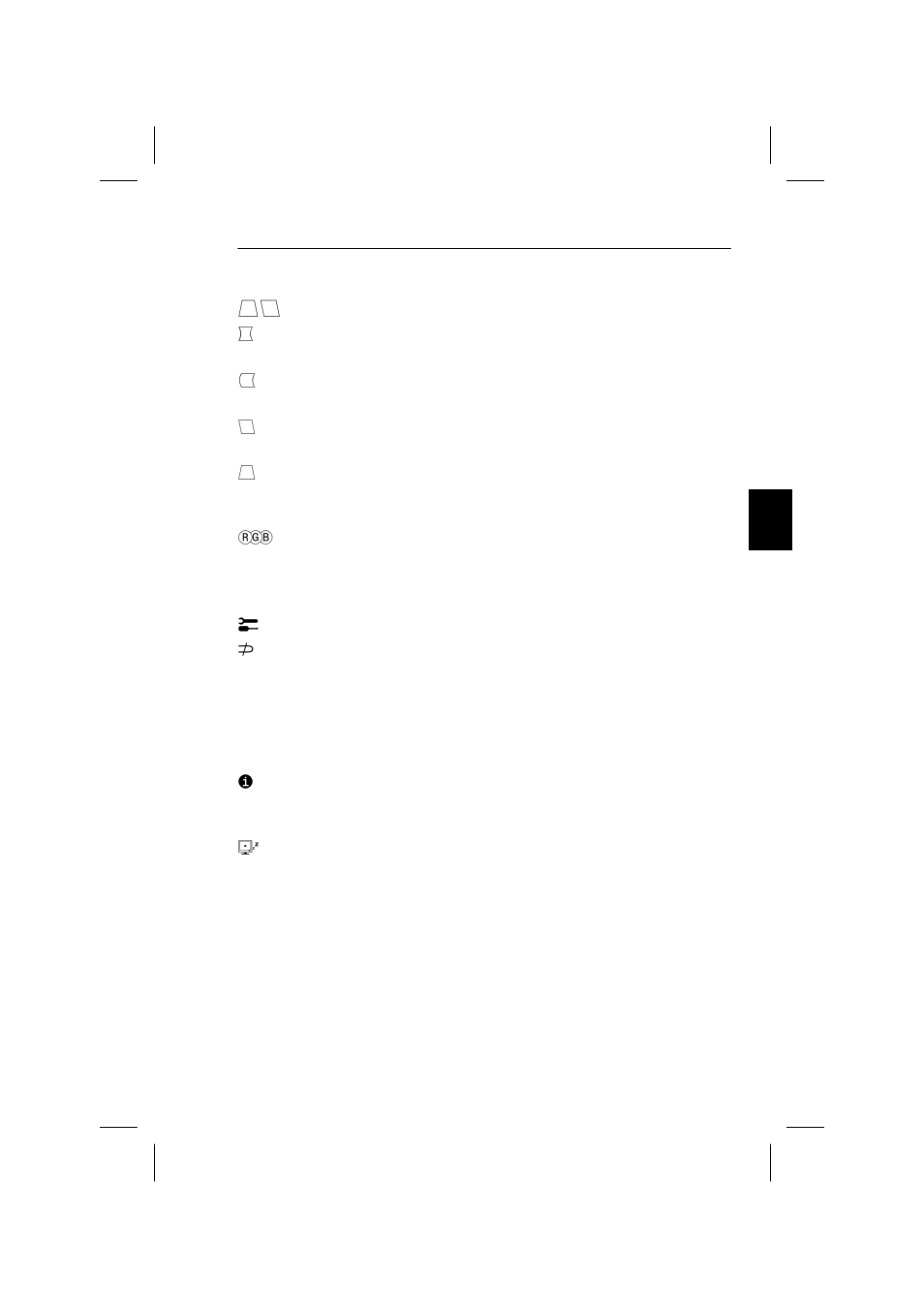 Geometrie menü, Farbauswahl, Hilfsfunktionen | NEC A700 JC-1736VMB User Manual | Page 35 / 92