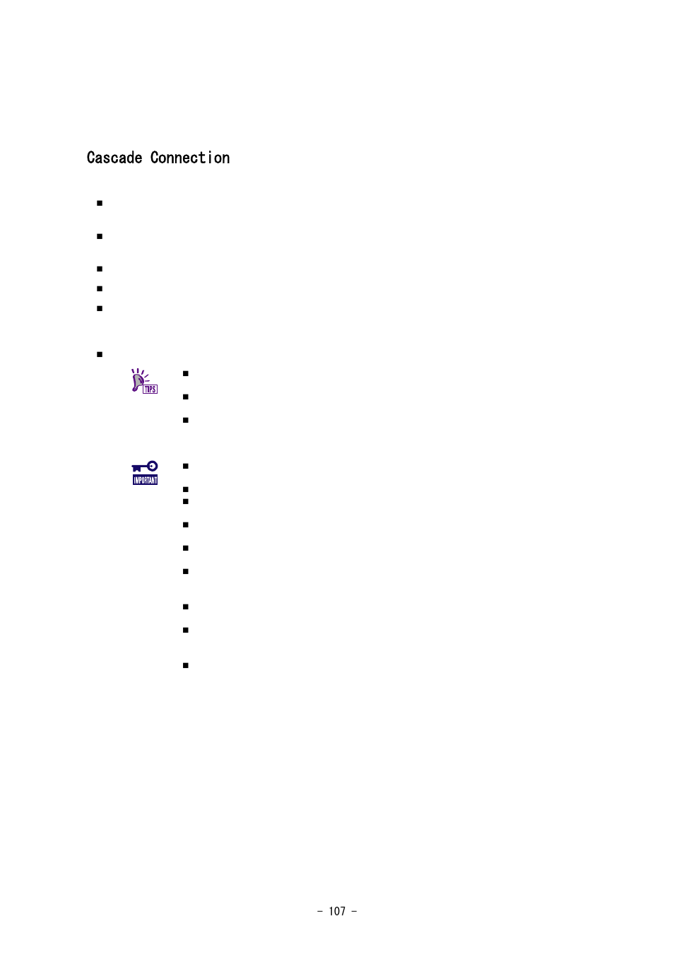 Appendix: cascade connection, Cascade connection | NEC SIGMABLADE N8406-020 User Manual | Page 107 / 147