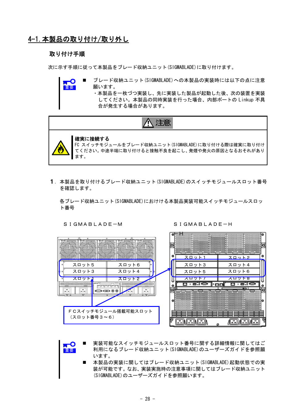 1.本製品の取り付け/取り外し | NEC SIGMABLADE N8406-020 User Manual | Page 28 / 147