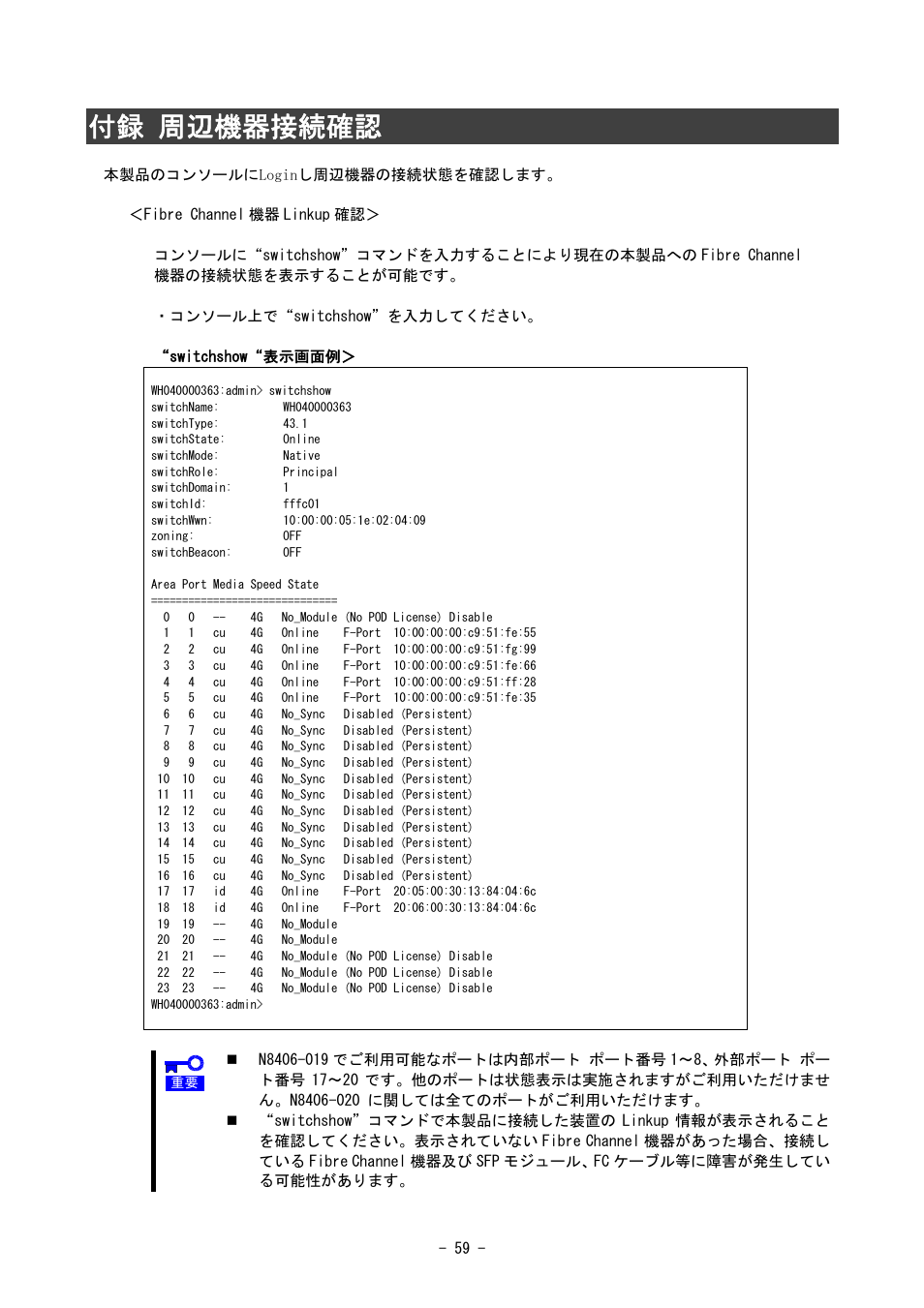 付録 周辺機器接続確認 | NEC SIGMABLADE N8406-020 User Manual | Page 59 / 147