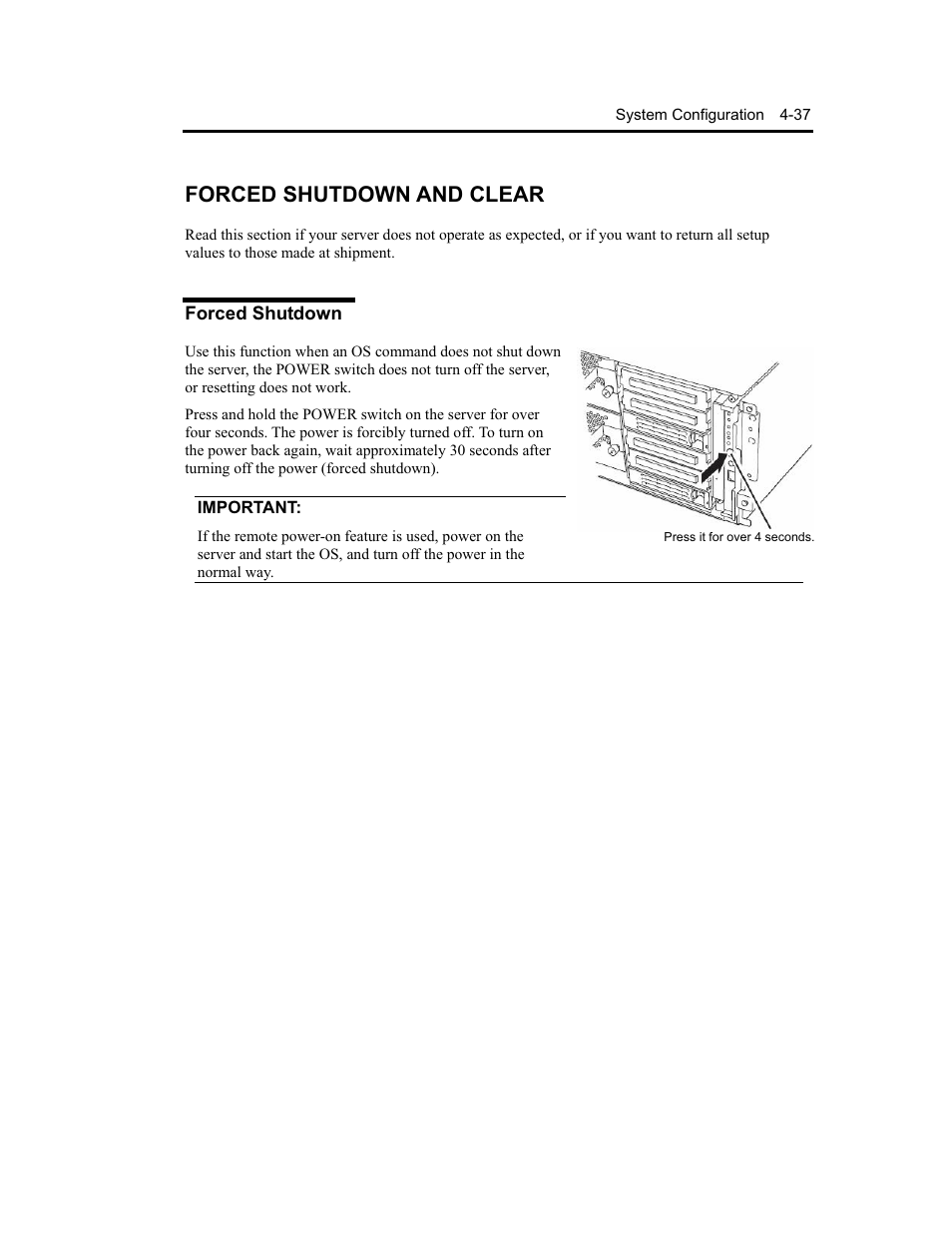 Forced shutdown and clear | NEC Express5800 Series EXP320B User Manual | Page 135 / 358