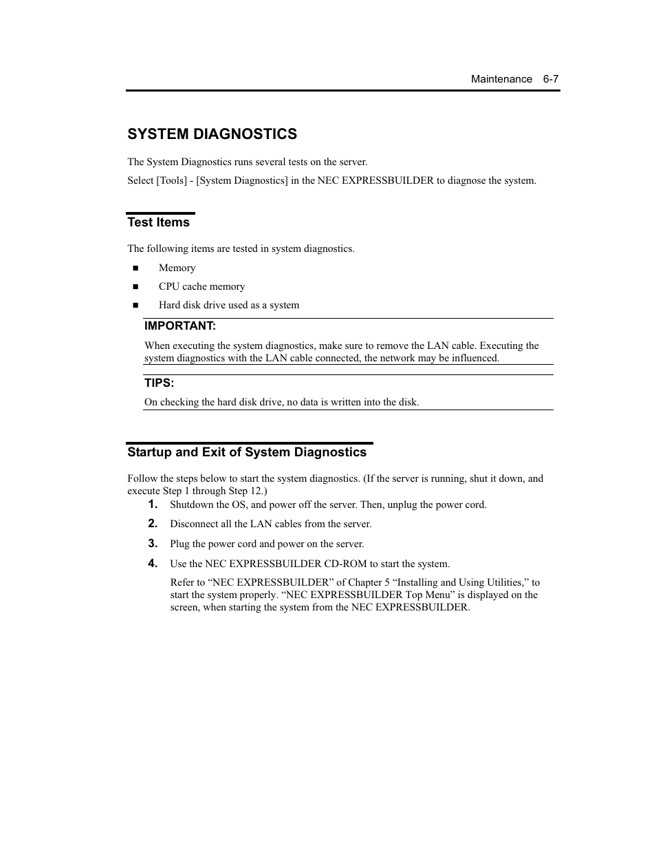 System diagnostics | NEC Express5800 Series EXP320B User Manual | Page 265 / 358