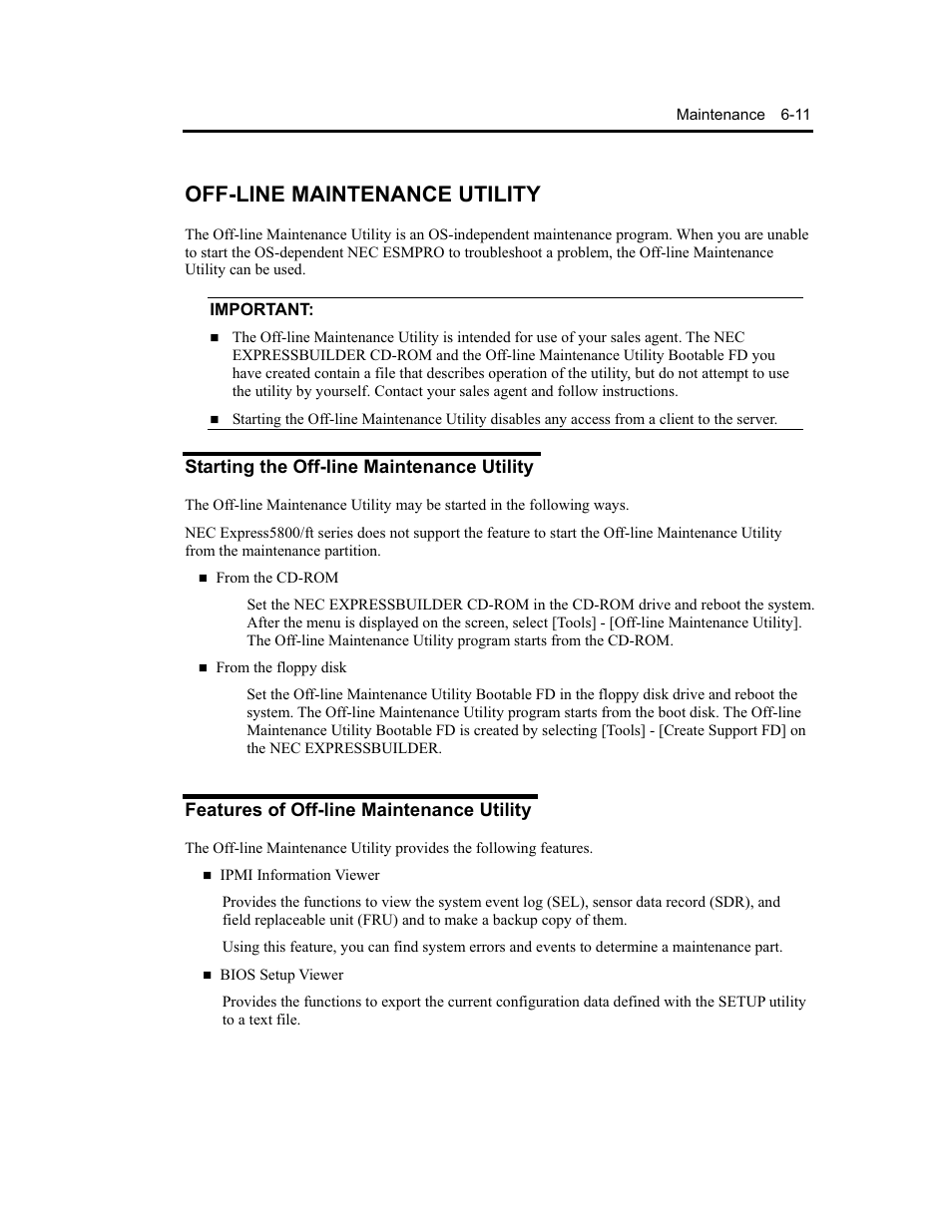 Off-line maintenance utility | NEC Express5800 Series EXP320B User Manual | Page 269 / 358