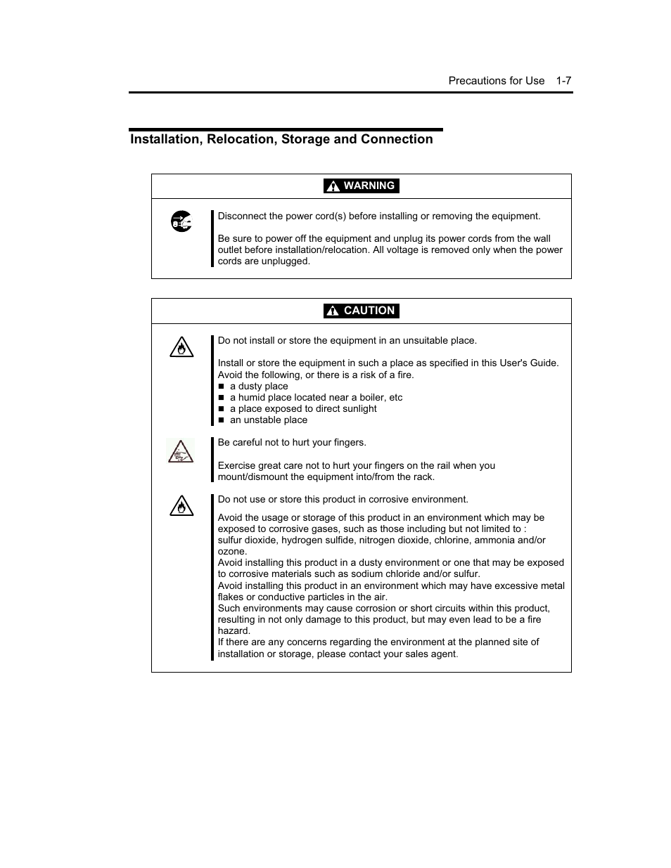 Installation, relocation, storage and connection | NEC Express5800 Series EXP320B User Manual | Page 27 / 358