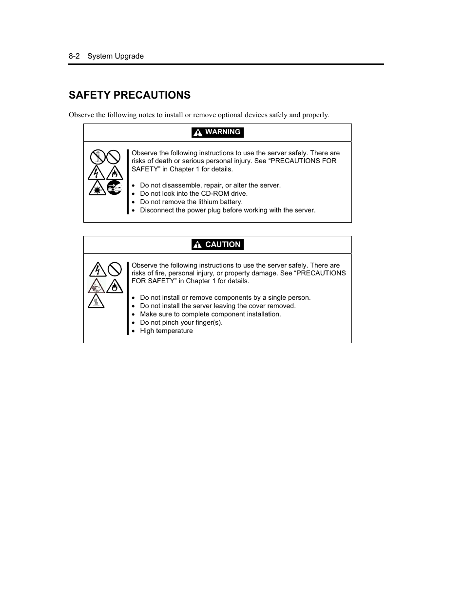 Safety precautions | NEC Express5800 Series EXP320B User Manual | Page 314 / 358