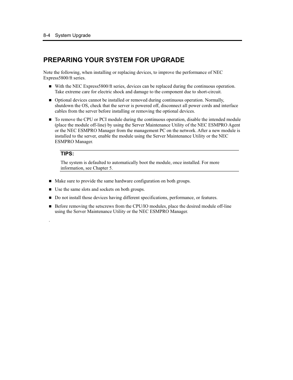 Preparing your system for upgrade | NEC Express5800 Series EXP320B User Manual | Page 316 / 358
