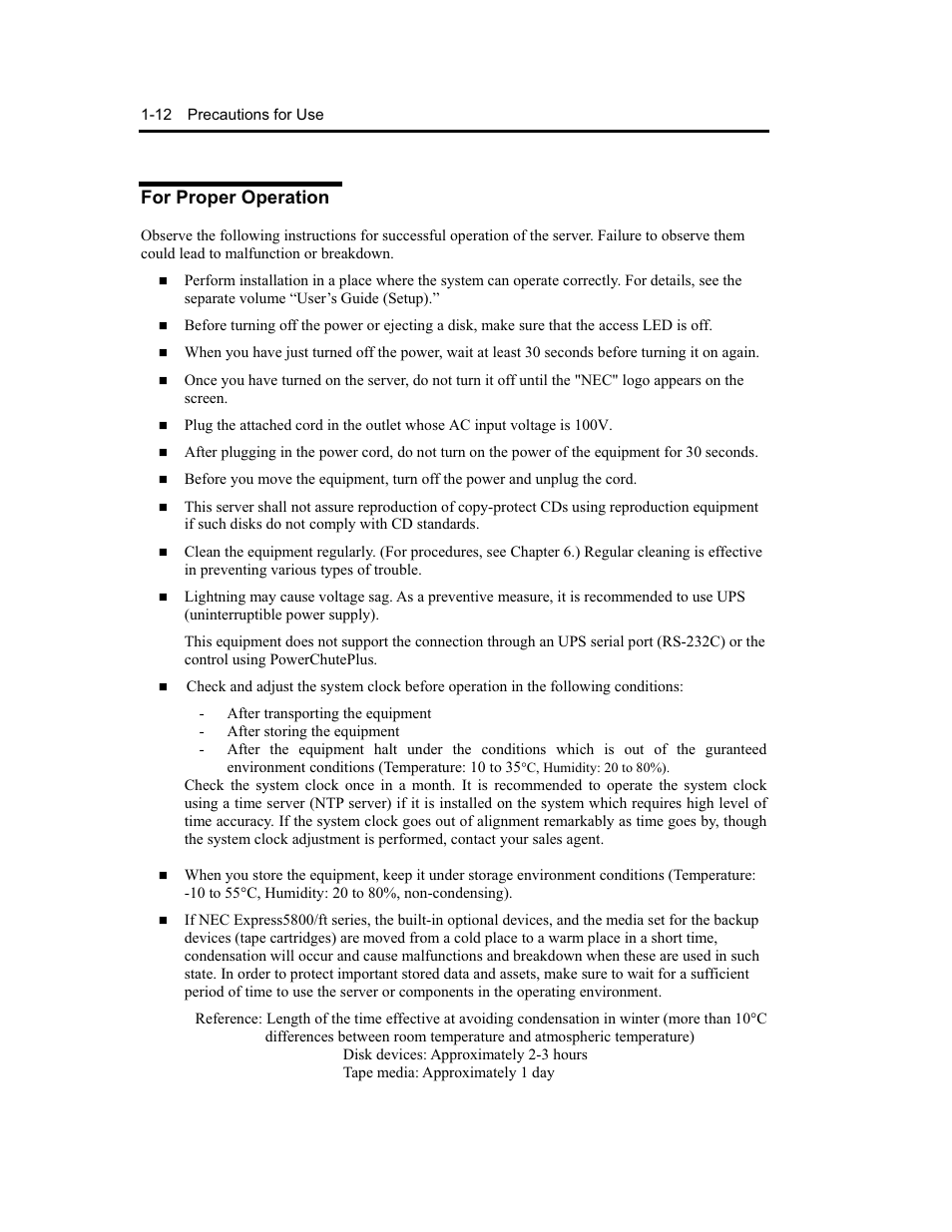 For proper operation | NEC Express5800 Series EXP320B User Manual | Page 32 / 358