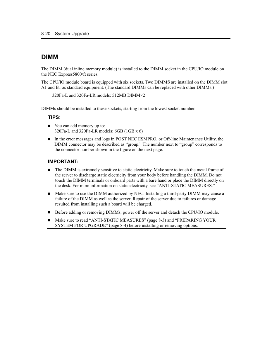 Dimm | NEC Express5800 Series EXP320B User Manual | Page 332 / 358