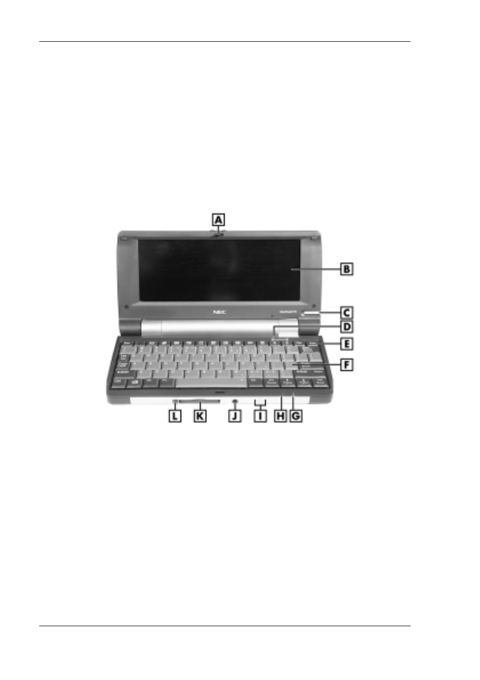 Identifying system features, Around the front of the system | NEC MOBILEPRO 900 User Manual | Page 46 / 132