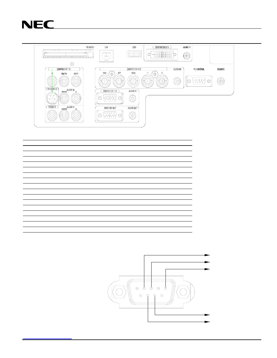 Nec solutions (america), inc, Desktop and ceiling mount, Pc control codes | Cable connection | NEC NP1000 User Manual | Page 9 / 9