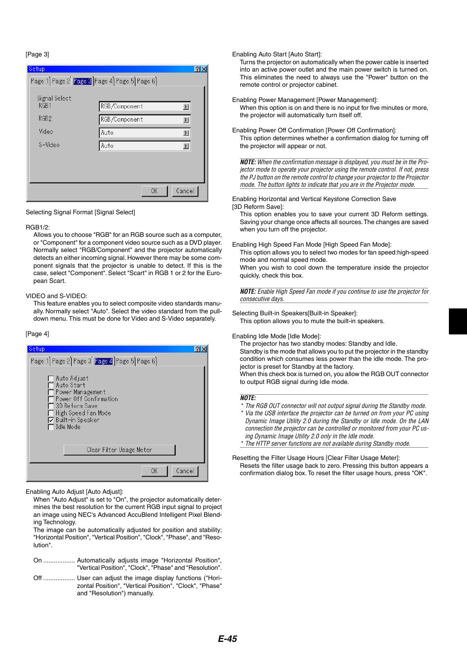 E-45 | NEC MT1065 User Manual | Page 49 / 70