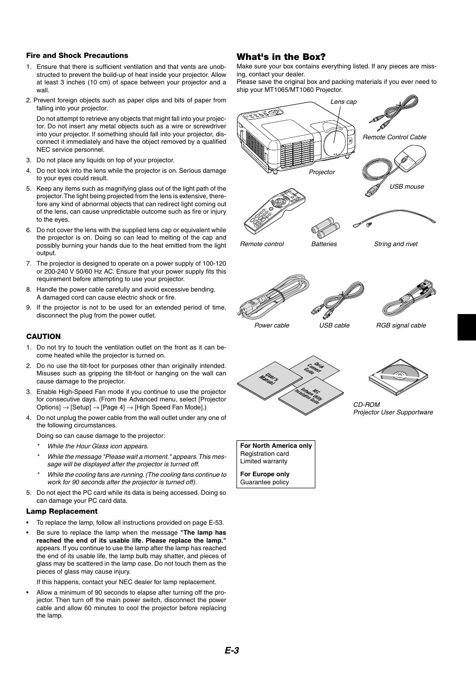 What's in the box | NEC MT1065 User Manual | Page 7 / 70