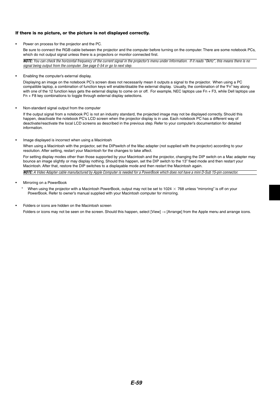 E-59 | NEC MT1075/MT1065 User Manual | Page 59 / 69