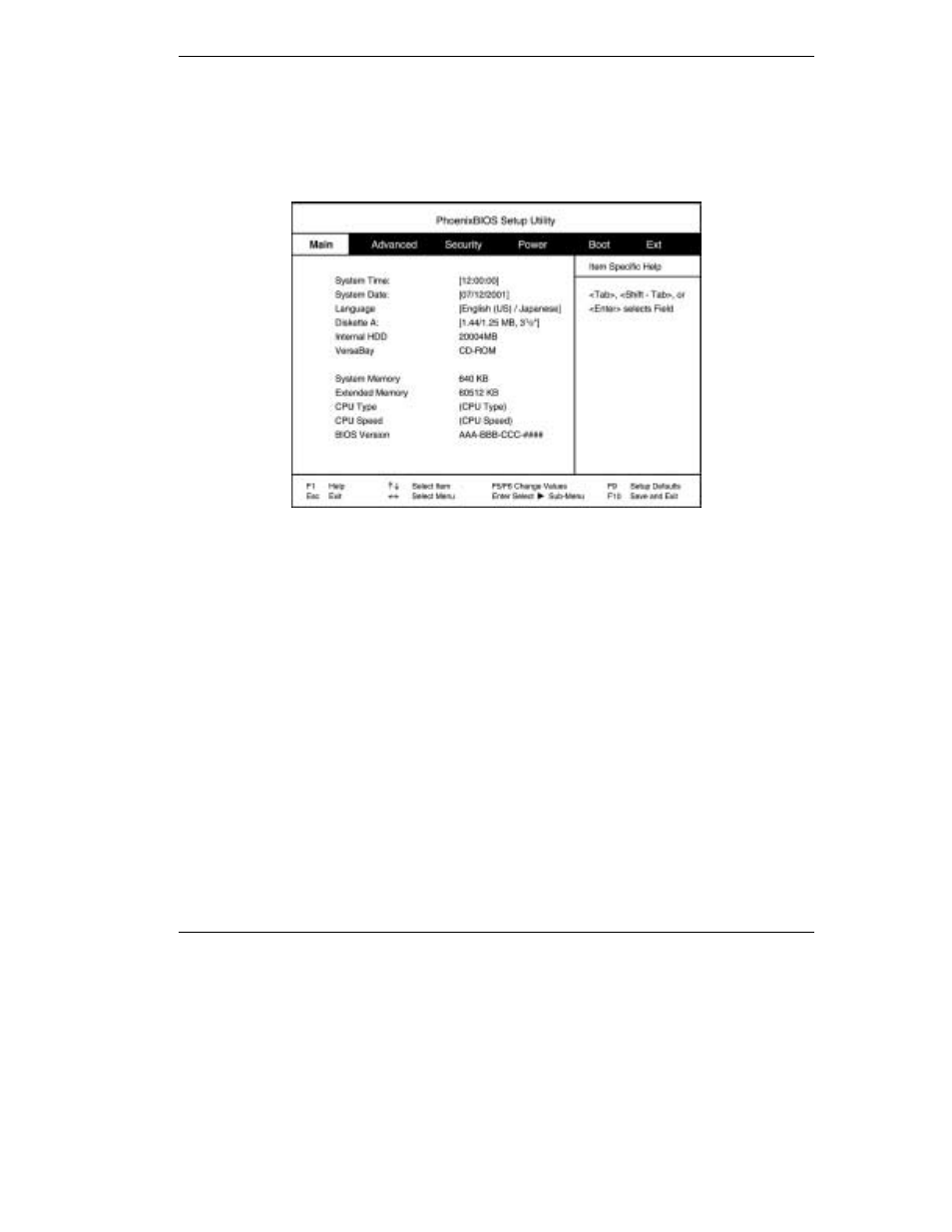 Bios setup main menu | NEC L320 User Manual | Page 46 / 198
