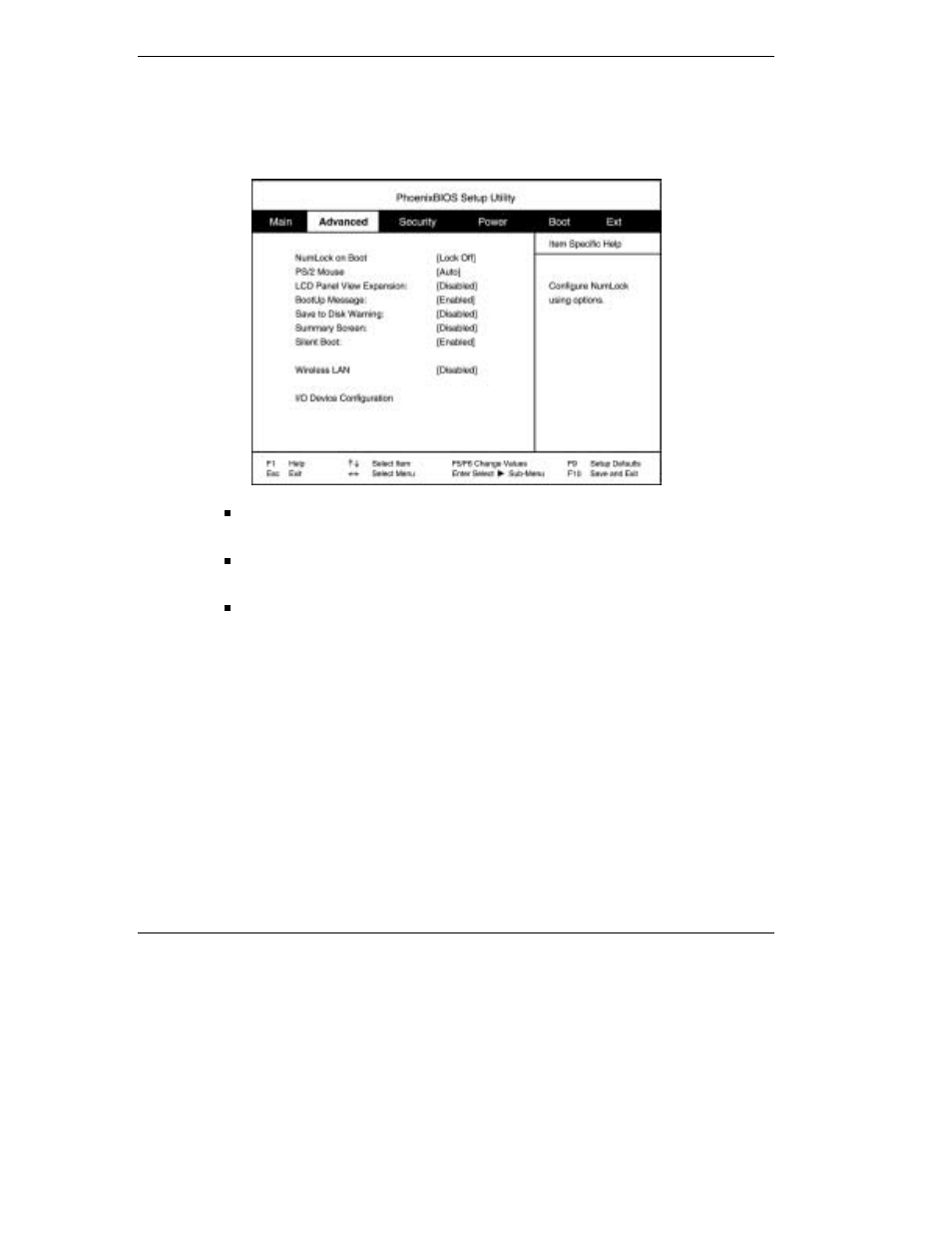 Looking at screens, Advanced bios setup | NEC L320 User Manual | Page 47 / 198