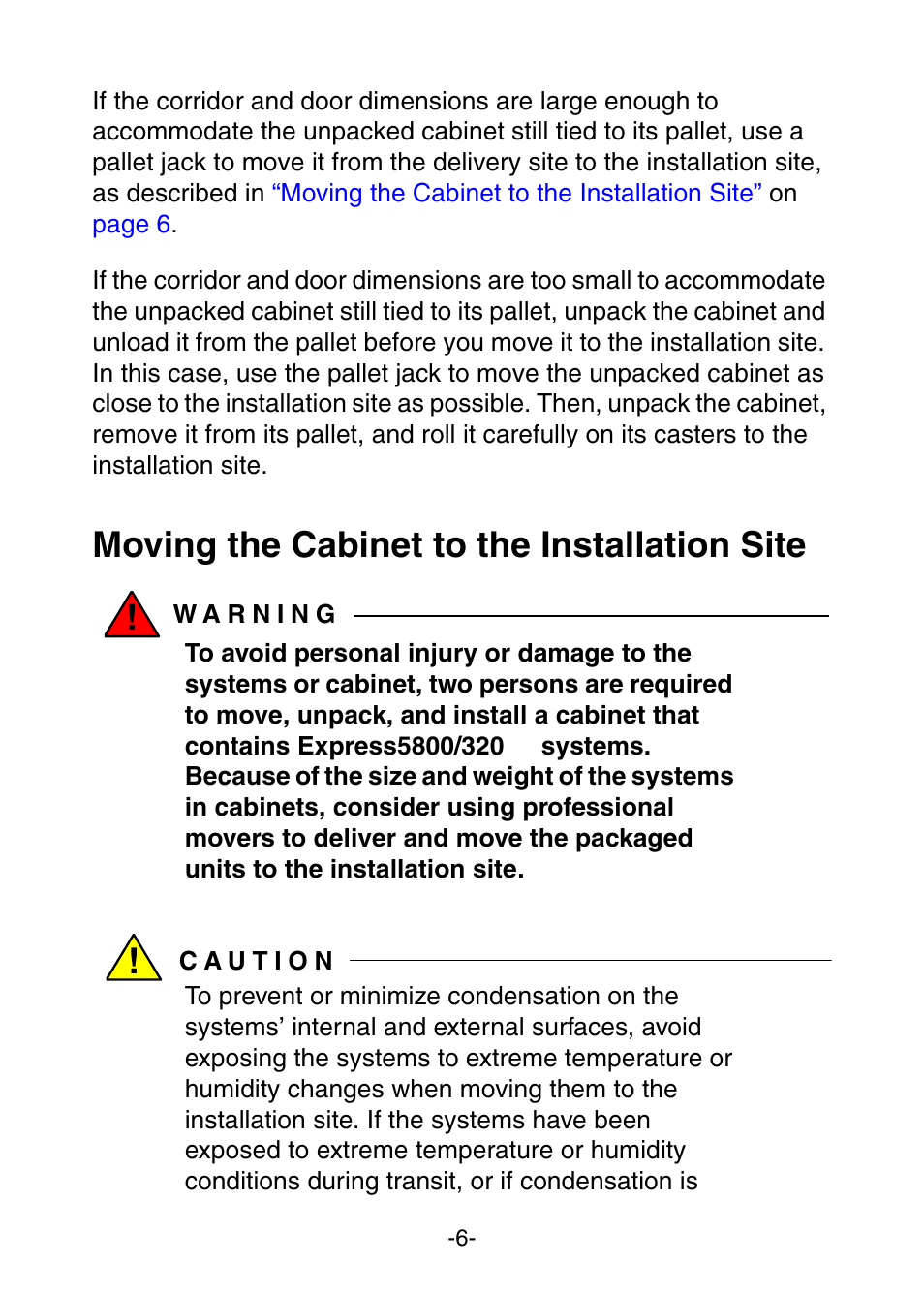 Moving the cabinet to the installation site | NEC Express 456-01721-000 User Manual | Page 10 / 26