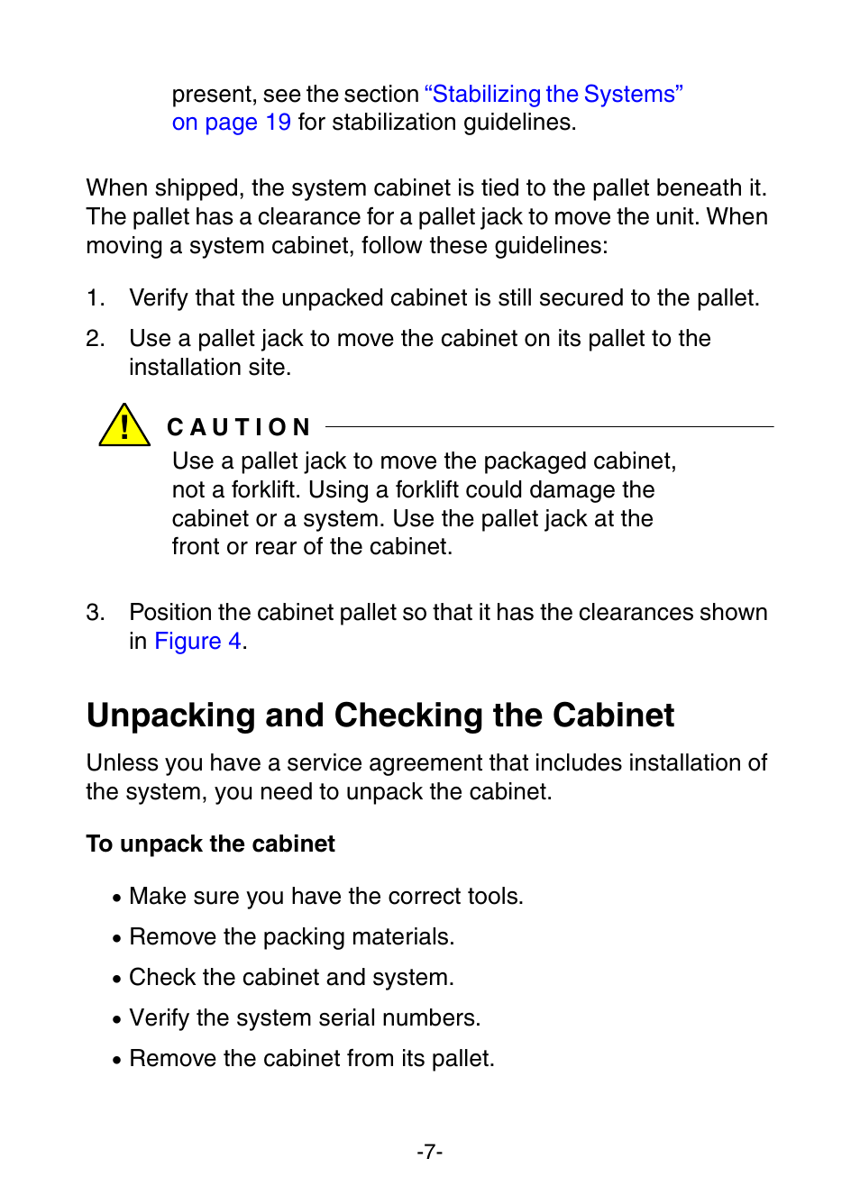 Unpacking and checking the cabinet | NEC Express 456-01721-000 User Manual | Page 11 / 26