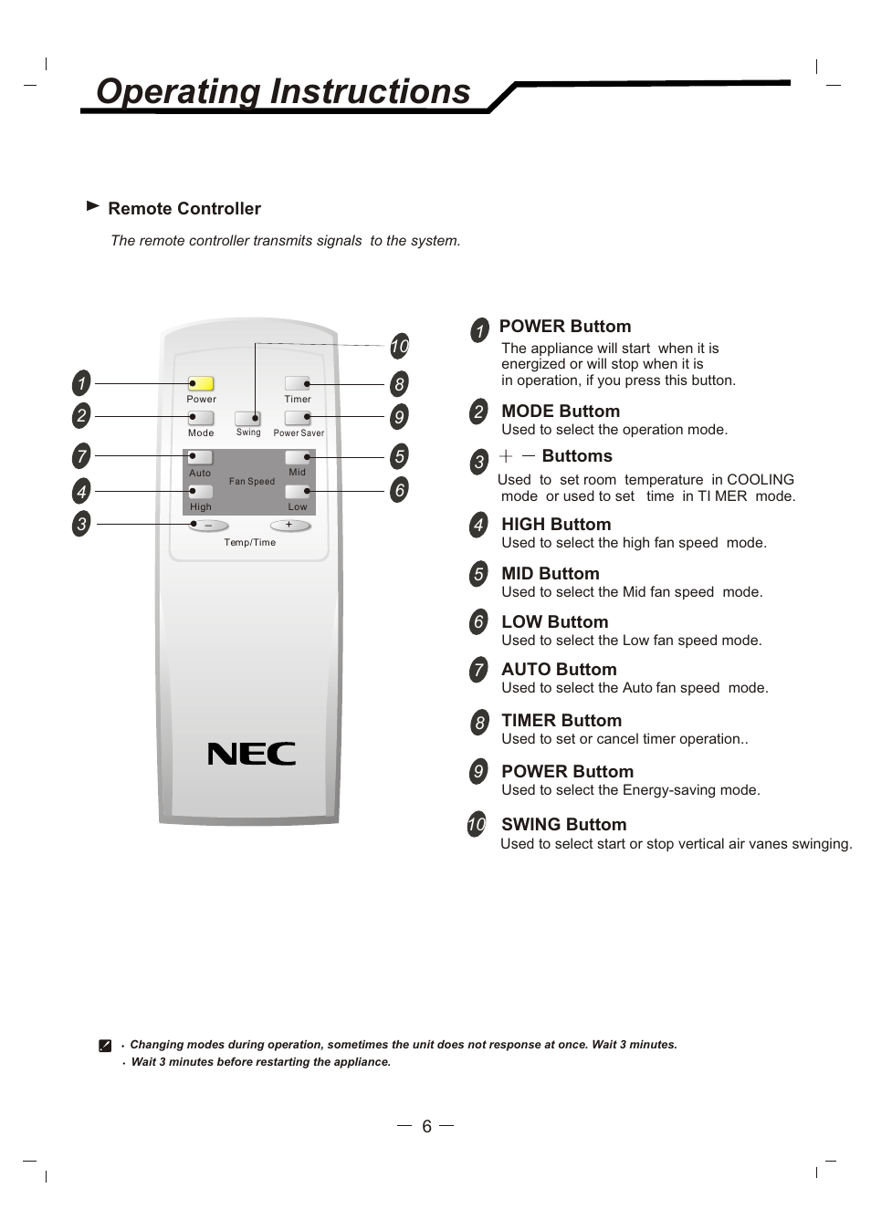 Т³гж 7, Operating instructions | NEC RWC-4717 User Manual | Page 7 / 15