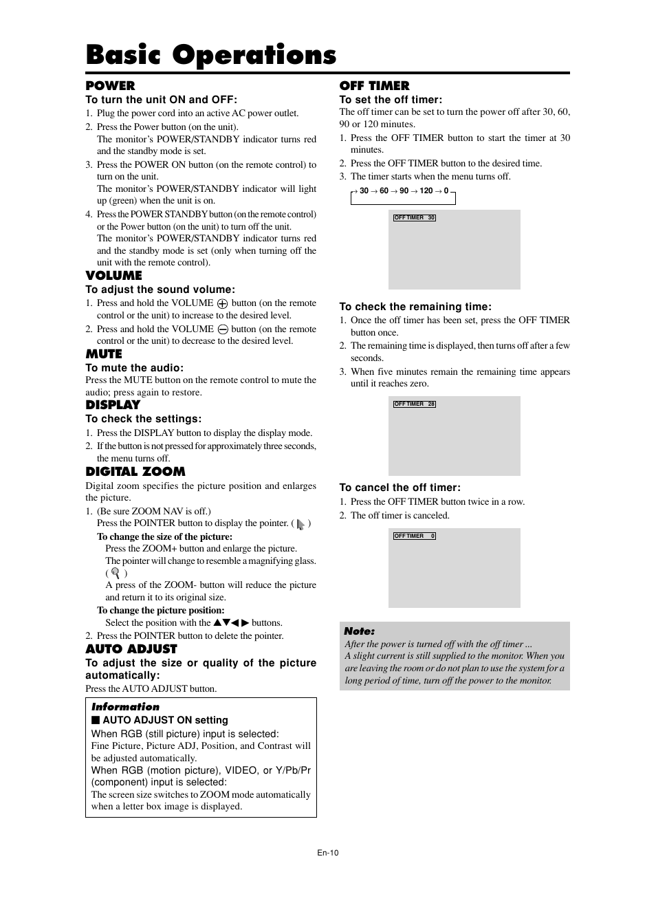 Basic operations | NEC PX-60XM5A  EU User Manual | Page 12 / 68