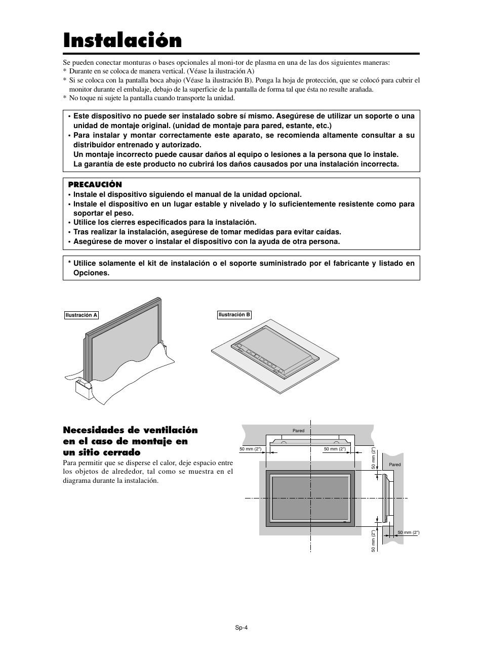 Instalación | NEC PX-60XM5A  EU User Manual | Page 38 / 68