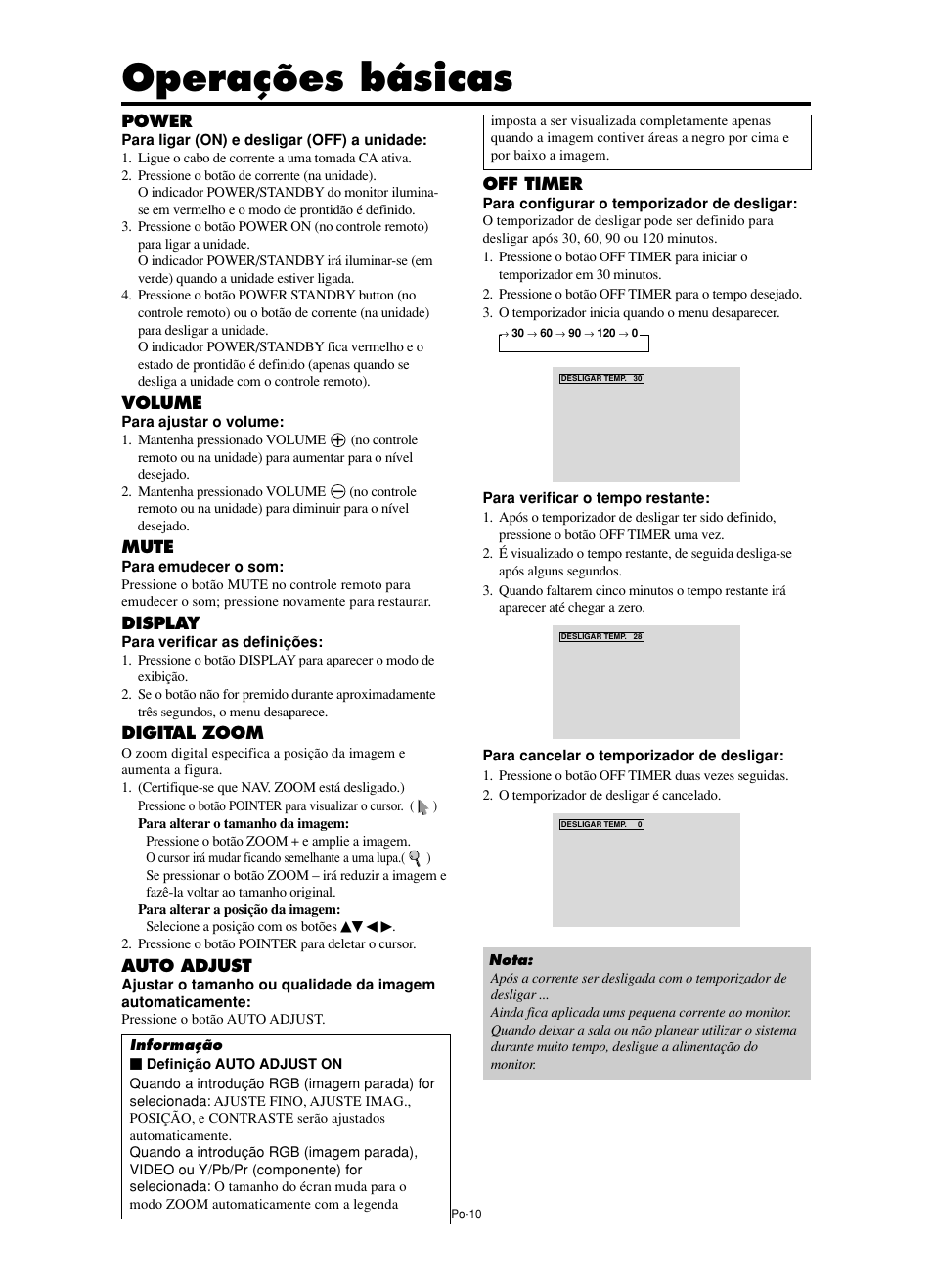 Operações básicas | NEC PX-60XM5A  EU User Manual | Page 60 / 68