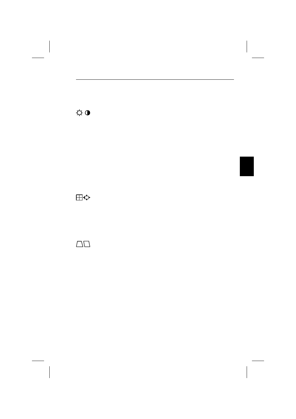 Helligkeits-/kontrasteinstellung, Größe und position, Geometrie menü | NEC XV17+ User Manual | Page 37 / 105