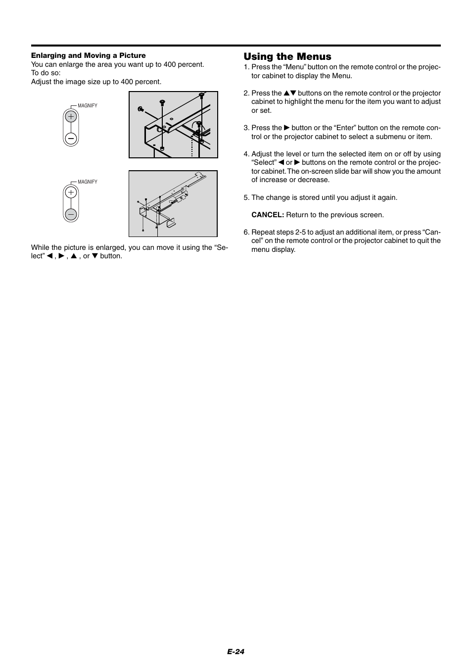 Using the menus | NEC LT75Z User Manual | Page 24 / 40