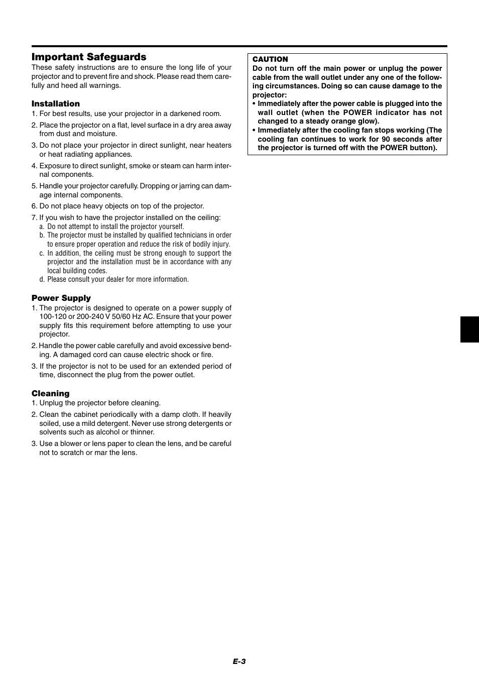 Important safeguards | NEC LT75Z User Manual | Page 3 / 40