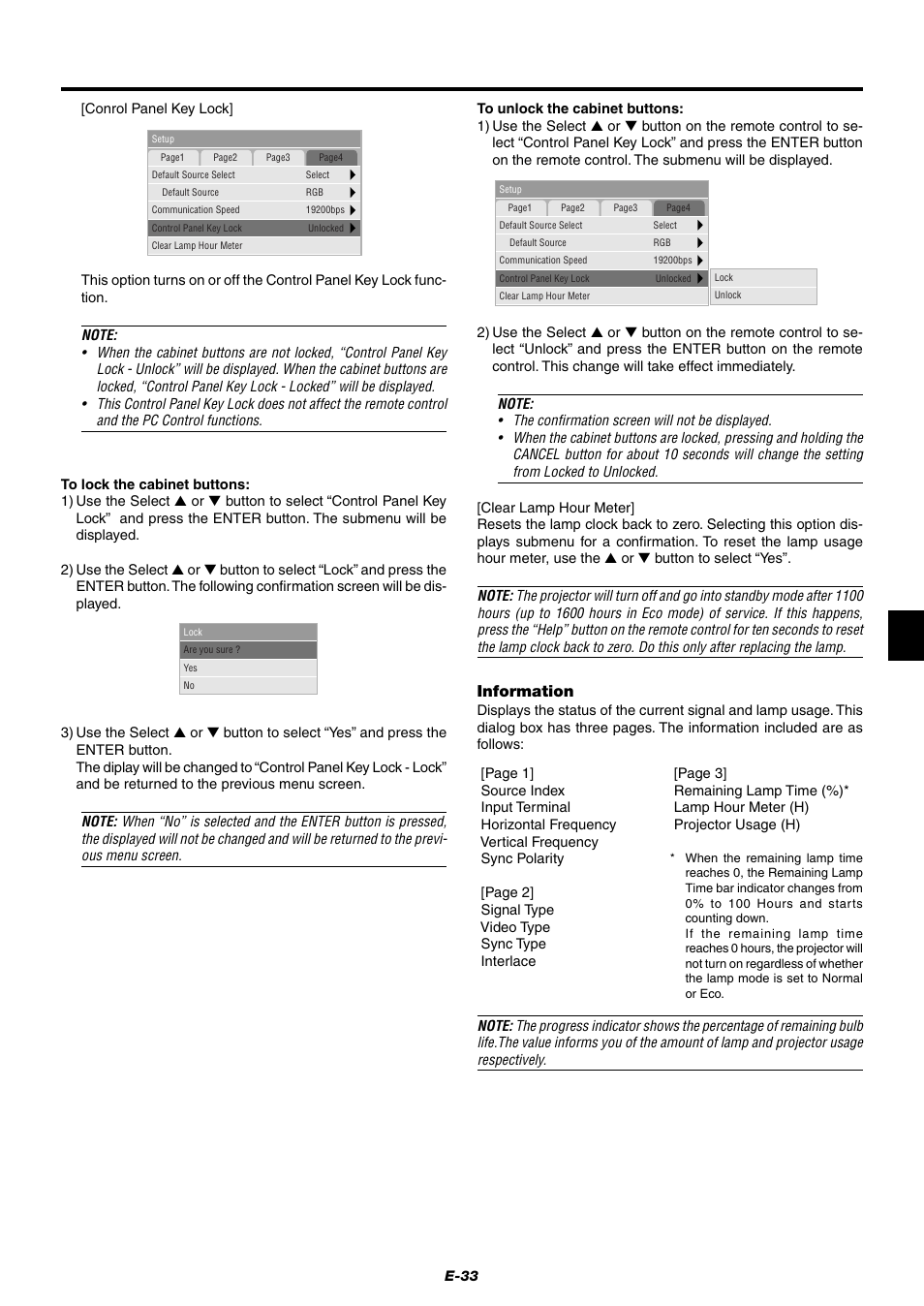 Information | NEC LT75Z User Manual | Page 33 / 40