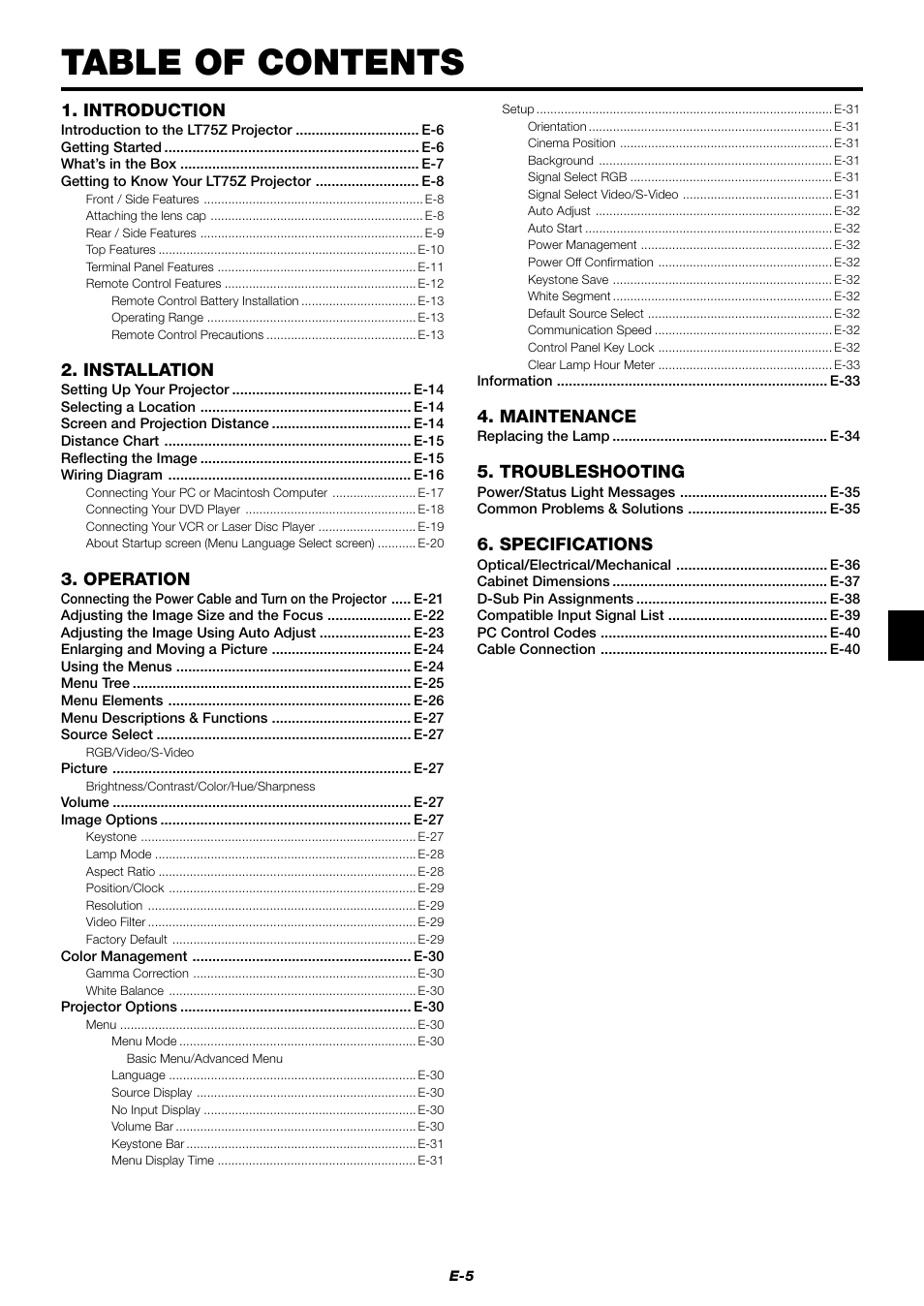 NEC LT75Z User Manual | Page 5 / 40