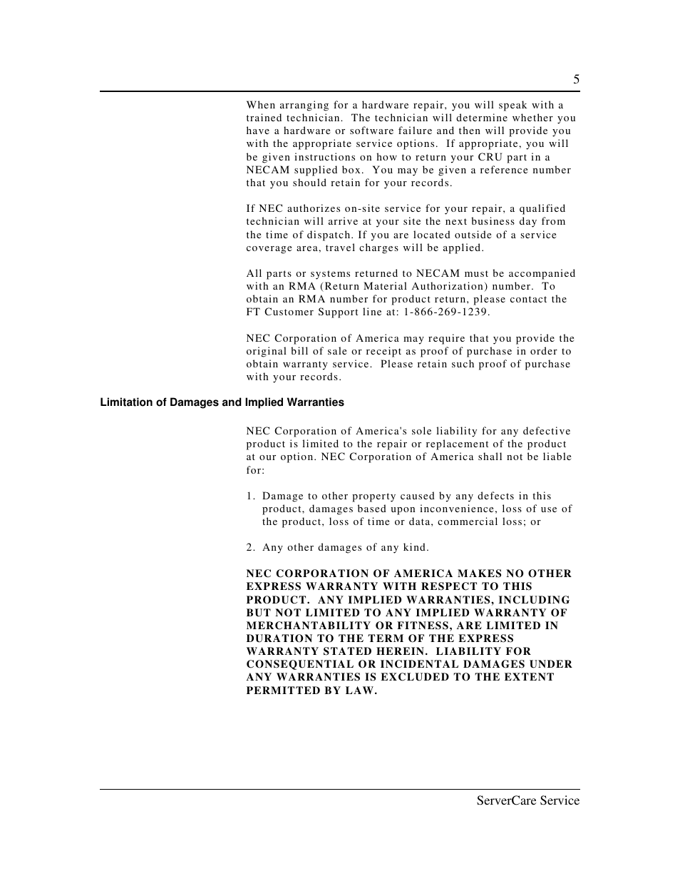 NEC Care Express5800/FT User Manual | Page 11 / 14