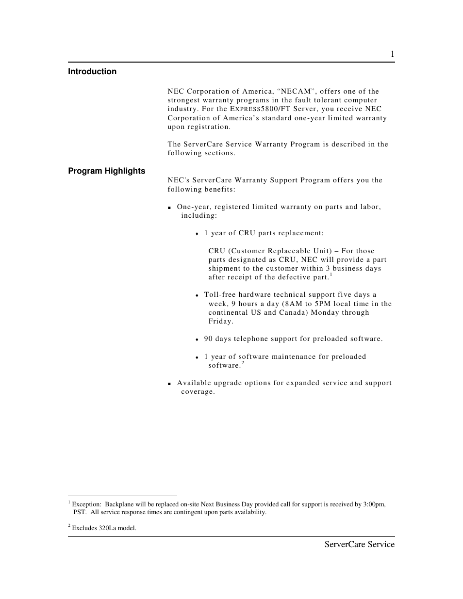 1servercare service | NEC Care Express5800/FT User Manual | Page 7 / 14