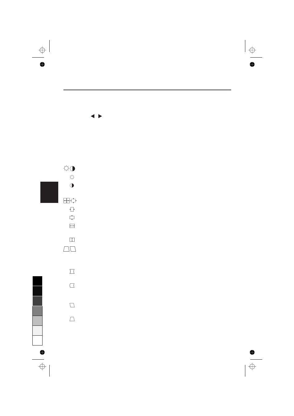 Controles, Ab commande de luminosité et de contraste, De taille et position | Pq réglages de la géométrie | NEC A700 Plus User Manual | Page 34 / 76