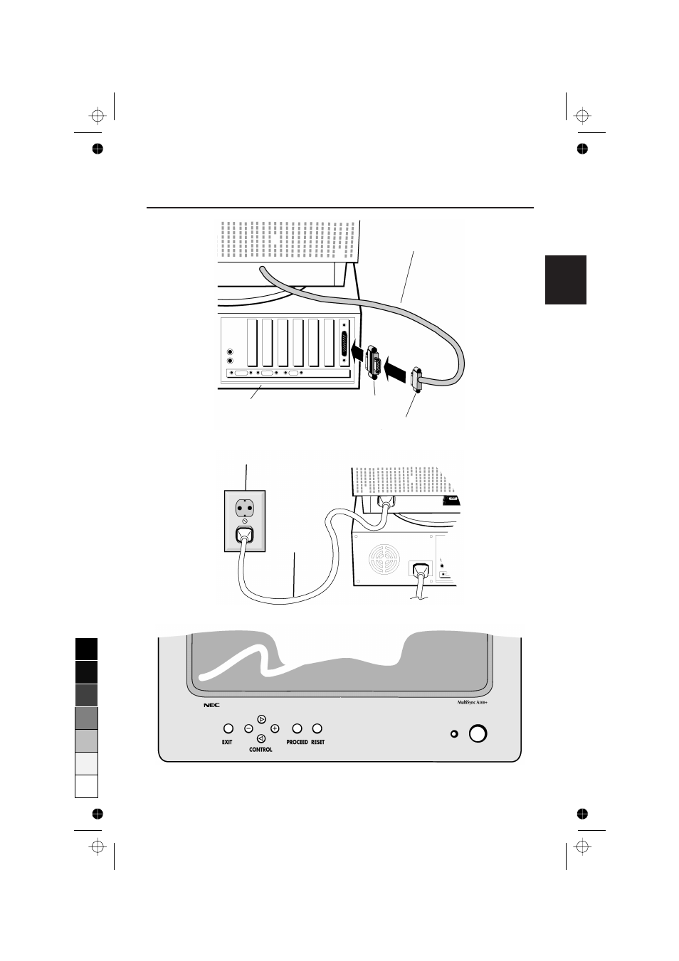 The macintosh (figure b.1). attach, Figure b.1). tighten all, Outlet (figure c.1) | Figure d.1) and the computer, E - 3, Figure b.1 figure c.1 figure d.1 | NEC A700 Plus User Manual | Page 6 / 76