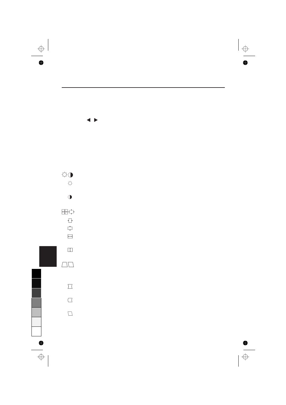 Controlli, Ab controlli luminosità/contrasto, De controlli dimensione e posizione | Pq controllo della geometria (geometry) | NEC A700 Plus User Manual | Page 60 / 76