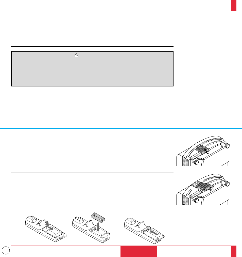 Nettoyage ou remplacement du filtre, Installation des piles de la télécommande | NEC MT1035 User Manual | Page 44 / 53
