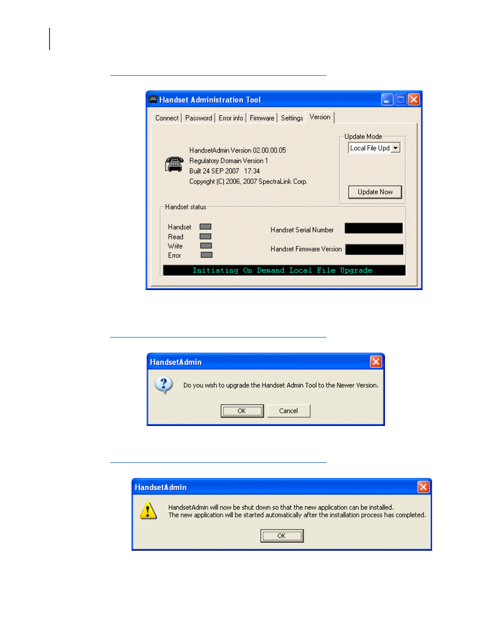 Local file update initiation -12, Confirmation of handsetadmin shutdown -12 | NEC MH160 User Manual | Page 34 / 46