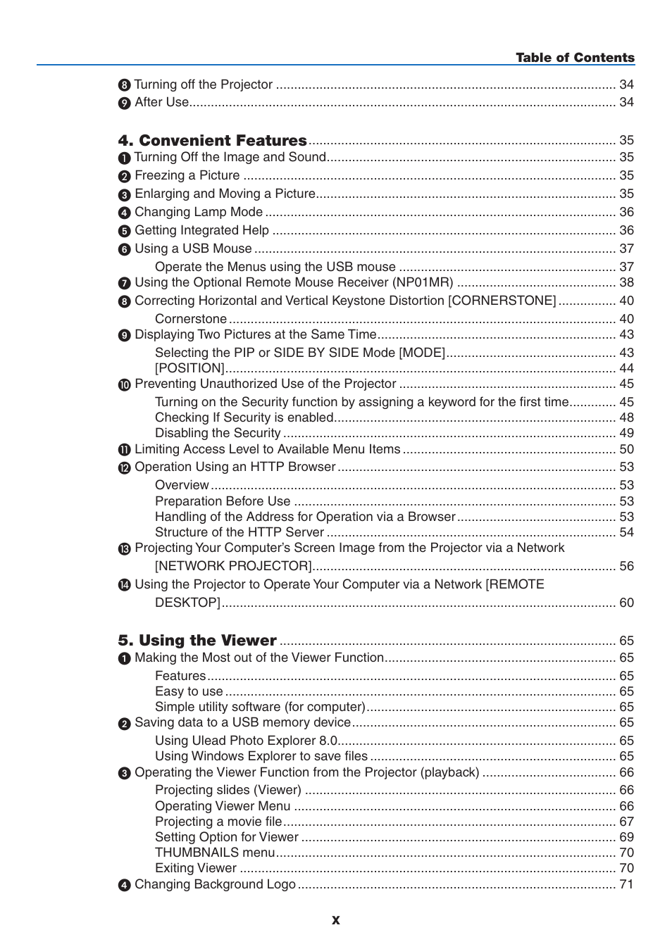 Convenient features, Using the viewer | NEC NP3151W User Manual | Page 12 / 172