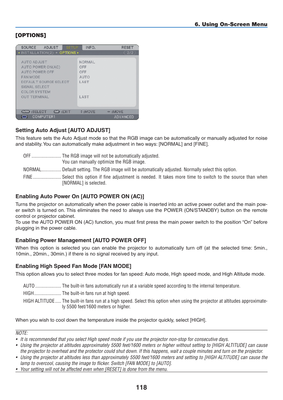 Options | NEC NP3151W User Manual | Page 132 / 172