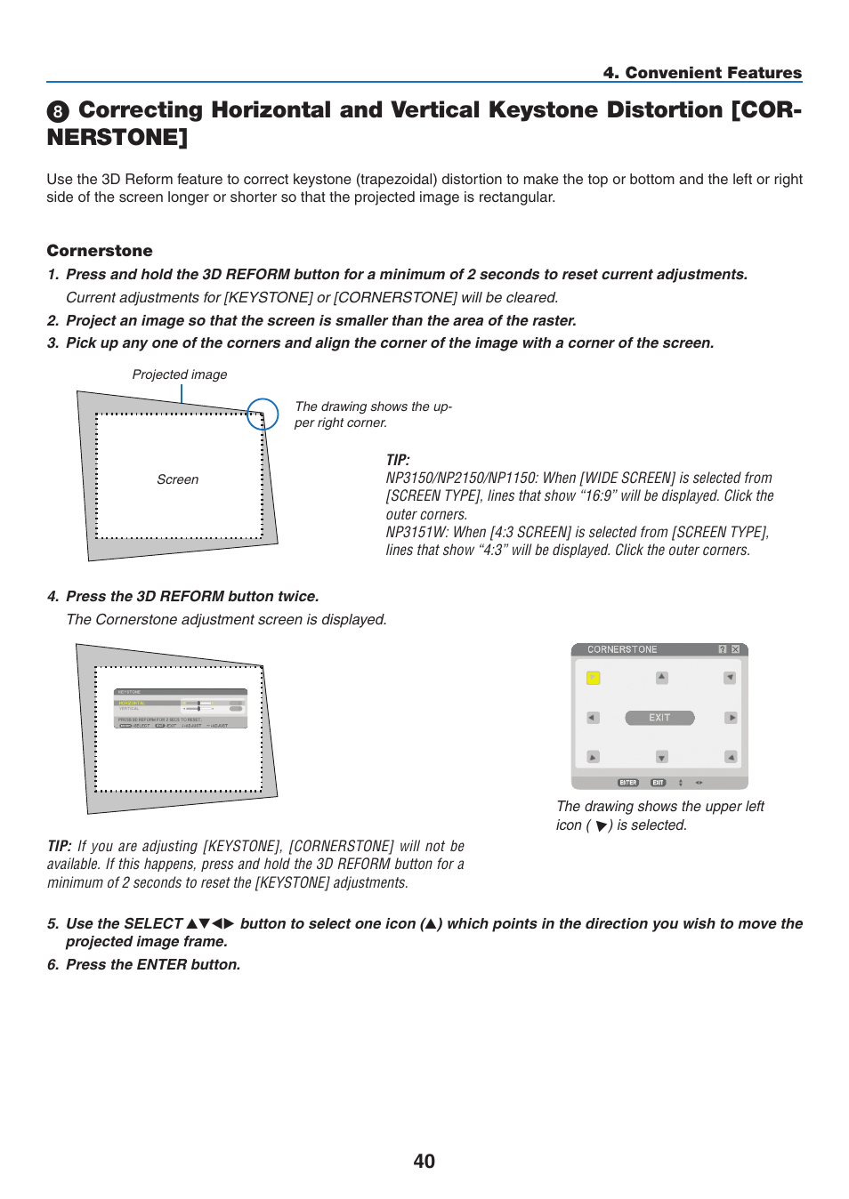 Cornerstone | NEC NP3151W User Manual | Page 54 / 172